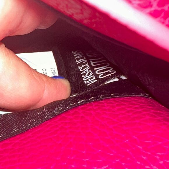 Versace Jeans Couture Pink Pebbled Gold Accent Crossbody Bag Purse Shoulder Hand - Picture 8 of 16